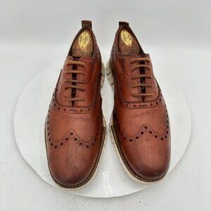 Cole Haan Zerogrand Men Size 8.5M Brown Leather Wingtip Oxford Dress Shoes